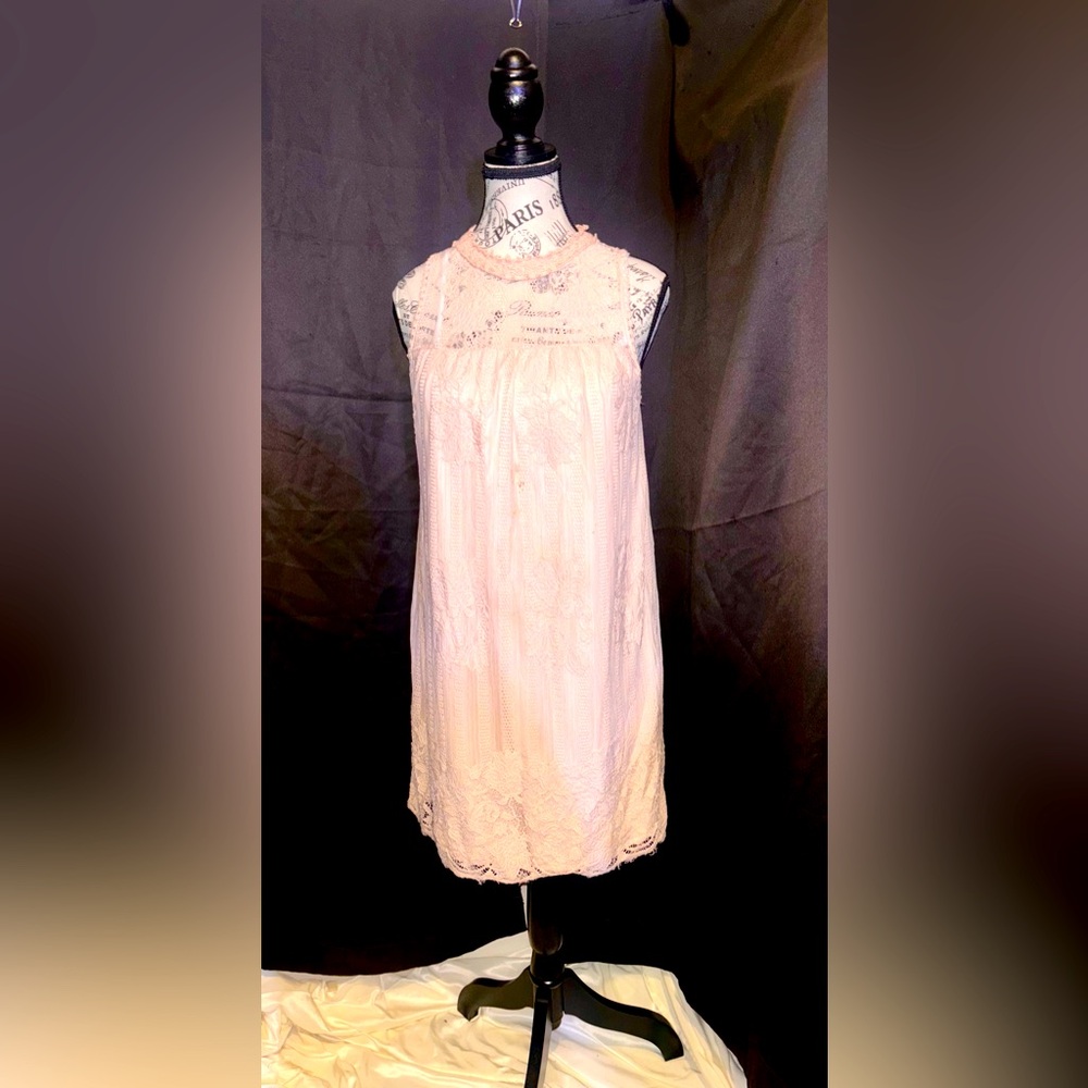 ✨ No Boundaries Blush Pink Lace Shift Dress | Size L (11–13) | Boho Dress 🌸